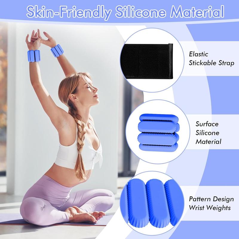 Wrist Ankle Weights for Women, Adjustable Ankle Weights Strength Training Silicone Bracelets Workout Wrist Ankle Weights for Men Women Yoga Running Dance Ankle Arm Leg Weights (2lb)