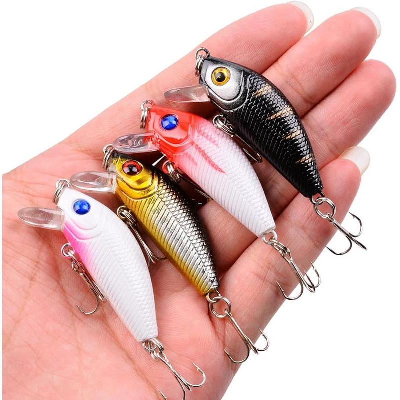 Fishing Lures Kit Mixed Including Minnow Popper Crank Baits with Hooks for Saltwater Freshwater Trout Bass Salmon Fishing