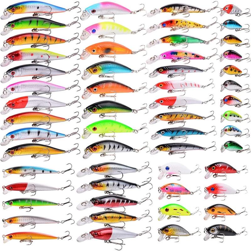 Fishing Lures Kit Mixed Including Minnow Popper Crank Baits with Hooks for Saltwater Freshwater Trout Bass Salmon Fishing