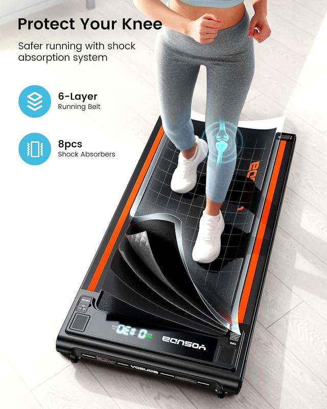 Yosuda Walking Pad Under Desk Treadmill 2.5HP, Walking Treadmill for Home Office, Smart Walking Treadmill with App, Walking Jogging Machine with 265 lbs Weight Capacity Remote Control LED Display