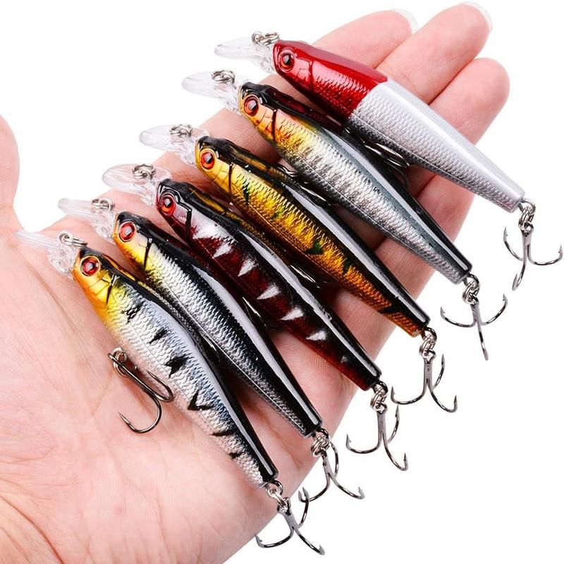 Fishing Lures Kit Mixed Including Minnow Popper Crank Baits with Hooks for Saltwater Freshwater Trout Bass Salmon Fishing