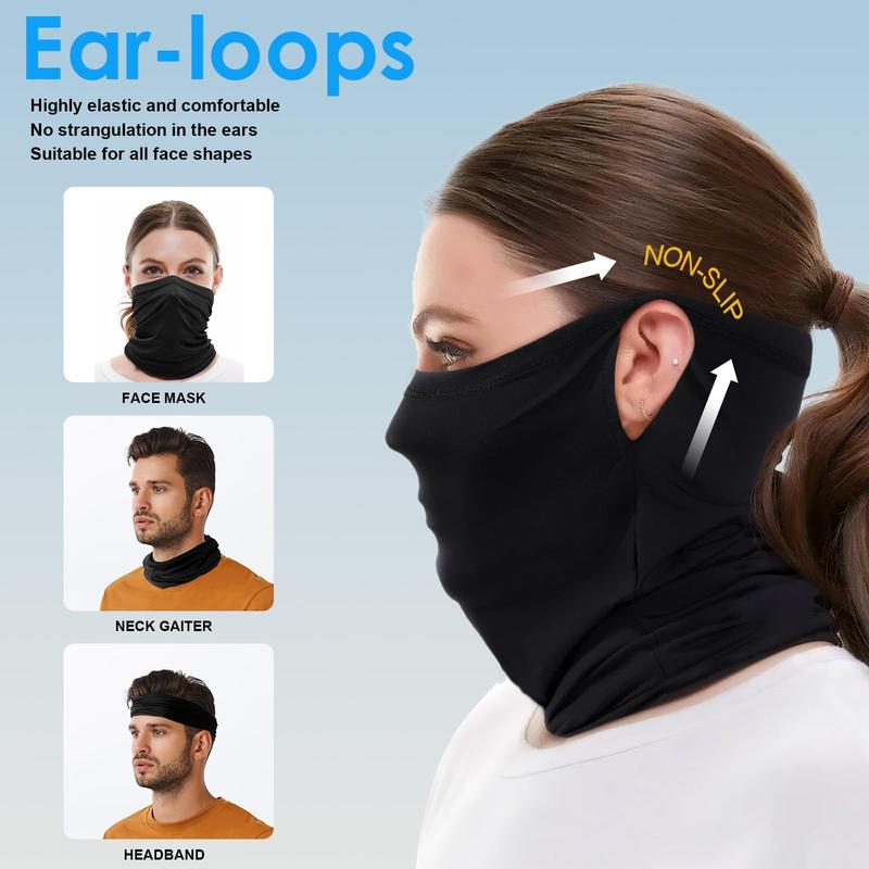 Scarf Mask Bandana with Ear Loops, Neck Gaiter Balaclava Dust UV Sun Protection Outdoors Face Mask for Women Men