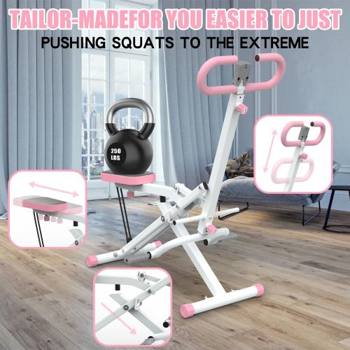 Squat Machine for Home, Adjustable 4 Resistance Bands,RodeoCore Exercise Machine, Ride & RowingMachine for Botty Glutes Butt Thighs, Foldable 330LBS, AbBack Leg Press Hip Thrust Christmas Gift