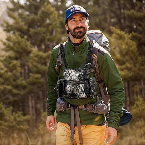 Binocular Harness Chest Pack: Waterproof Bino Case with Rangefinder Pocket for Hunting Birdwatching and Hiking