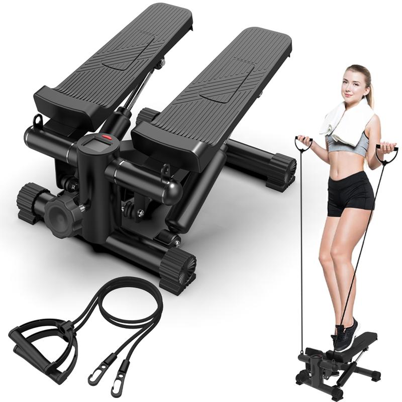 Mini Steppers Machine for Exercise at Home Max 330 Lbs, Stair Stepper with Resistance Bands Handle with Quiet Design, Portable Fitness Stepper Equipment Machine for Full Body Workout