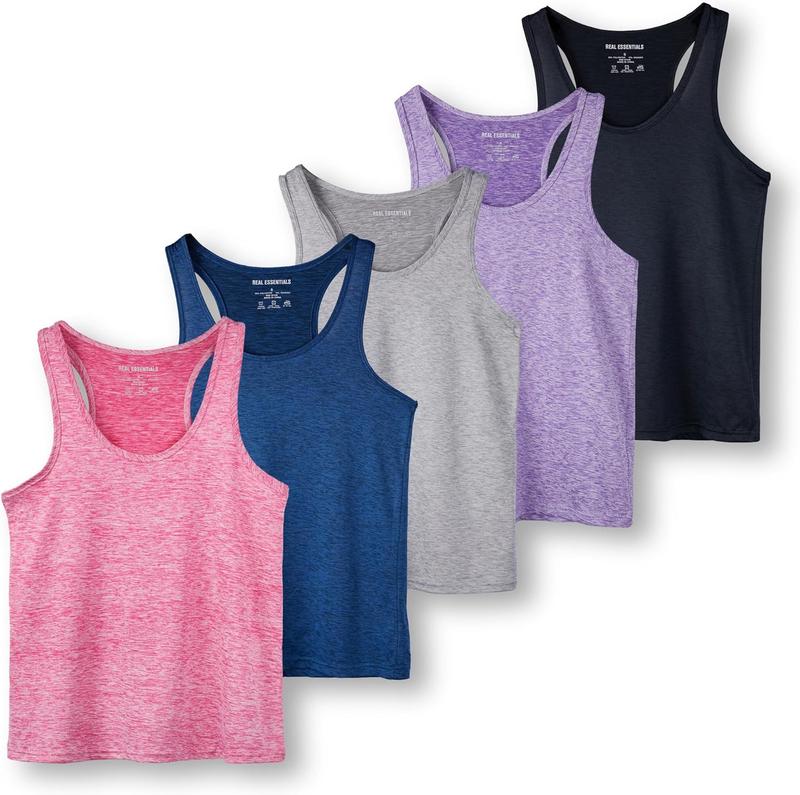 5-Pack Women's Racerback Tank Top Dry-Fit Athletic Performance Yoga Activewear (Available in Plus Size)