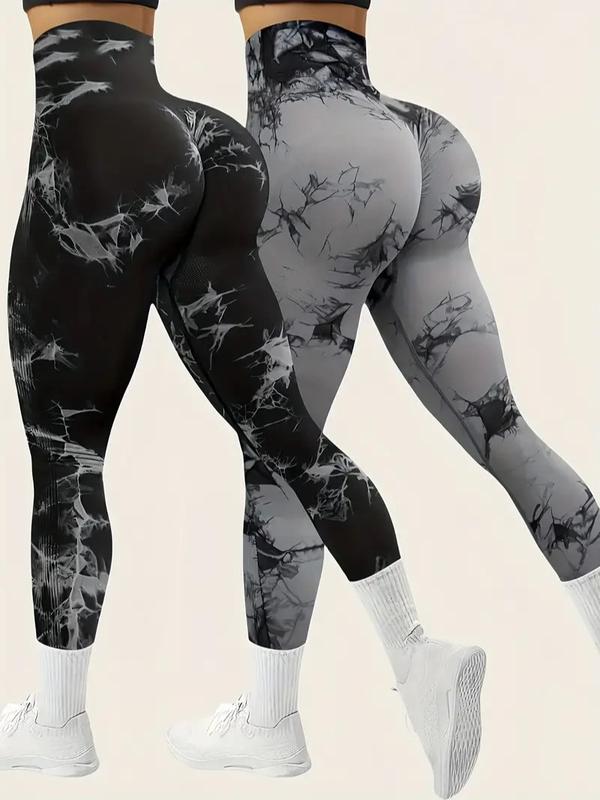 2 Pack  Tie Dye High Waisted Comfortable Workout Leggings for Women - Scrunch Rear Lifting Tummy Control Yoga Gym Athletic Pants