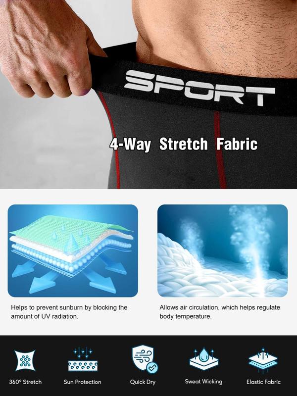 Men's Letter Tape Pocket Sports Shorts, Quick Drying Breathable Compression Shorts, Tight-fitting Sports Bottoms for Gym Workout Running Cycling