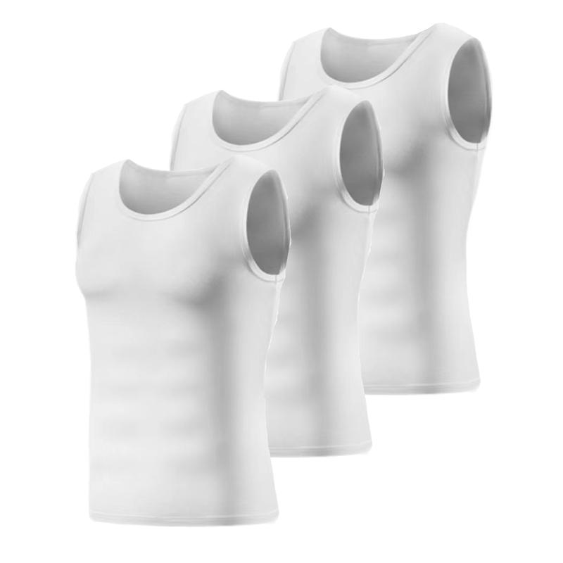 3pcs Breathable Men's Comfortable High Elasticity Vest, Quick Dry Compression Sleeveless Sports Tops & Undershirts