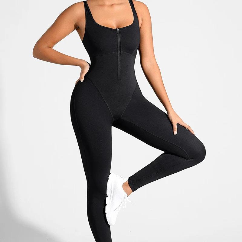 Shapellx AirSlim Zipper Front Slit Sports Jumpsuit