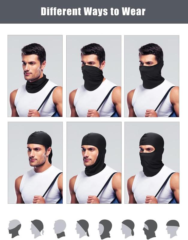 9 count Ski Mask for Men Full  Cover UV Sun Protection  Balaclava  Gaiter Clothing Scarf Bandana(Black)