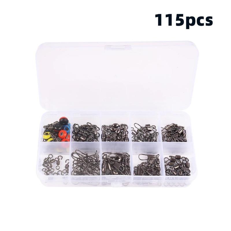 Fishing Connector Swivels, 115pcs box Fishing Swivels with Storage Box, Fishing Accessories for Outdoor Fishing, Fishing Accessories