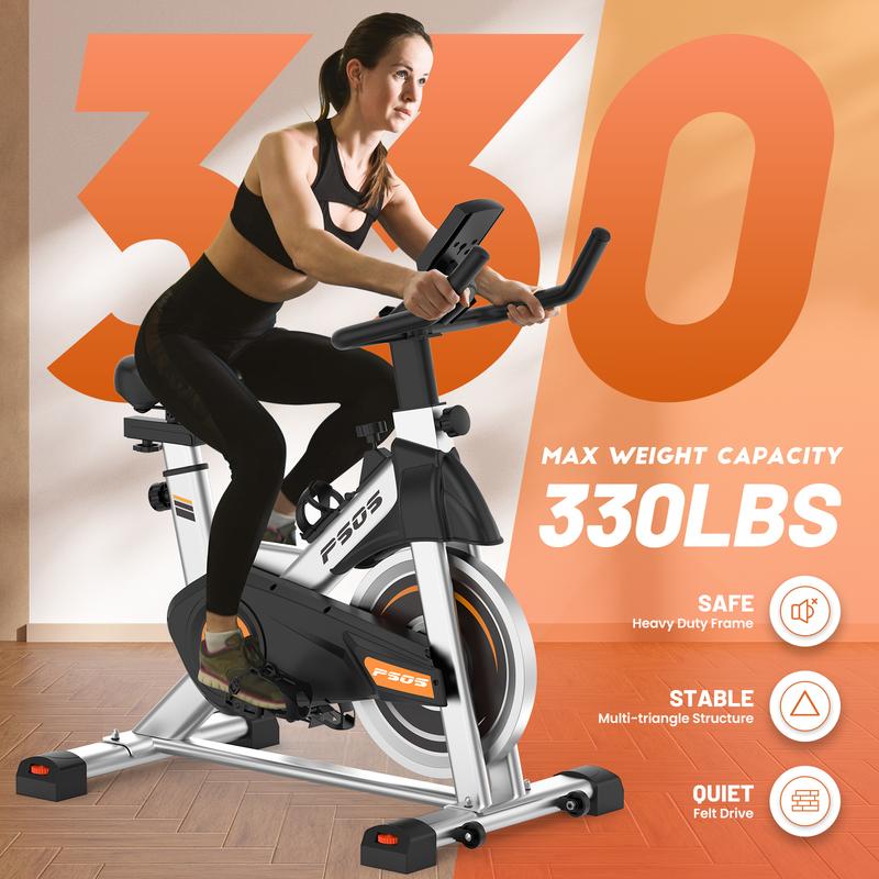 Exercise bike-indoor stationary bike, home gyms Stationary bike with drive belt, with LCD Monitor and comfortable seat cushion for Cardio Workout