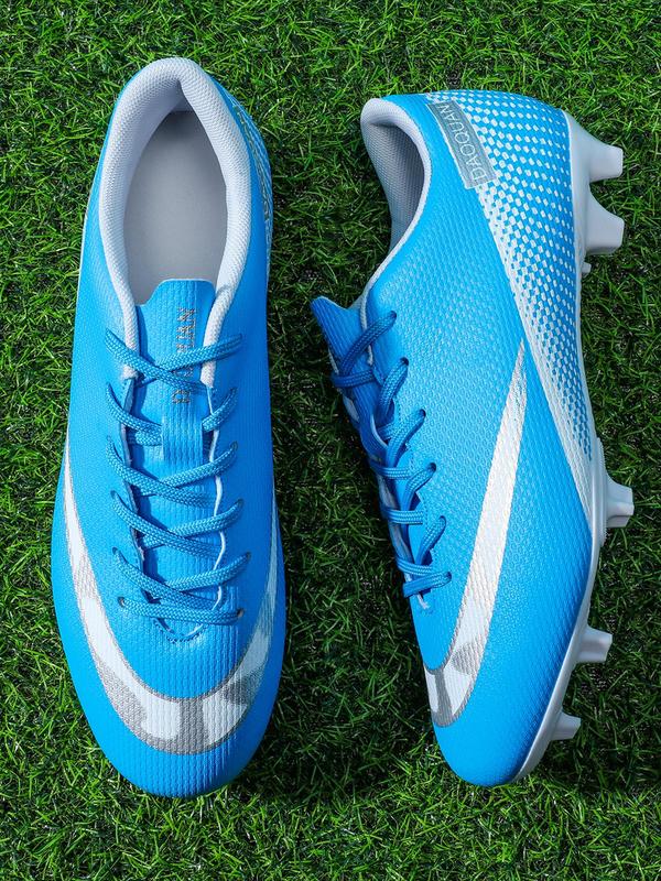 Men's Letter Print Lace Up Soccer Shoes, Sporty Breathable Comfortable High-top Football Cleats, Anti-slip Outdoor Training Turf Football Shoes