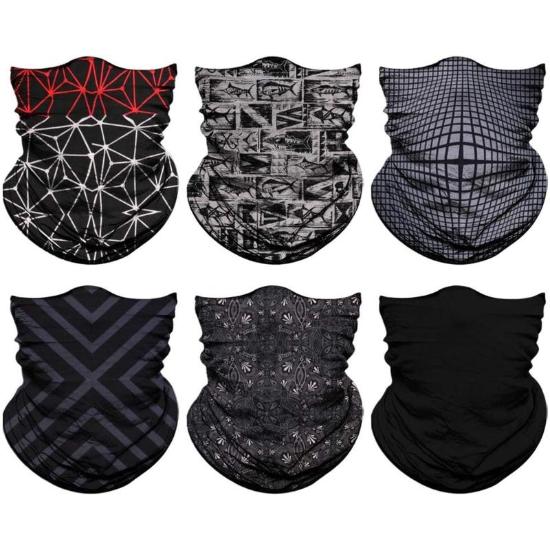 6 Pack Seamless Neck Gaiter for Men Women Headwear Bandana Head Wrap Face Scarf Mask Cover Warmer Balaclava