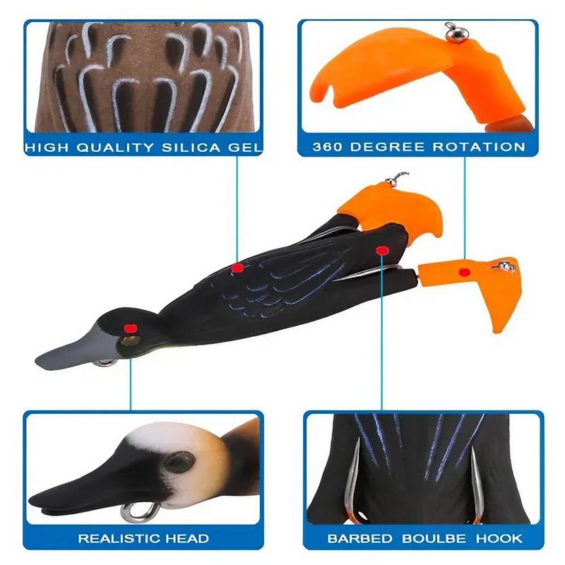 Artificial Fishing Lure, 1 Count Propeller-sole Duck Fishing Bait with Barbed Double Hook, Outdoor Fishing Accessories