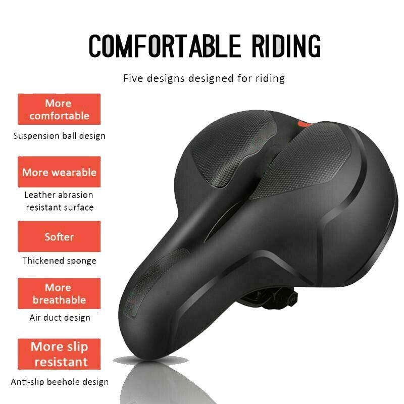 Comfort Bike Seat Wide Bicycle Saddle Replacement Foam Padded Soft Bike Cushion With Dual Shock Absorbing Universal Fit For Women Men