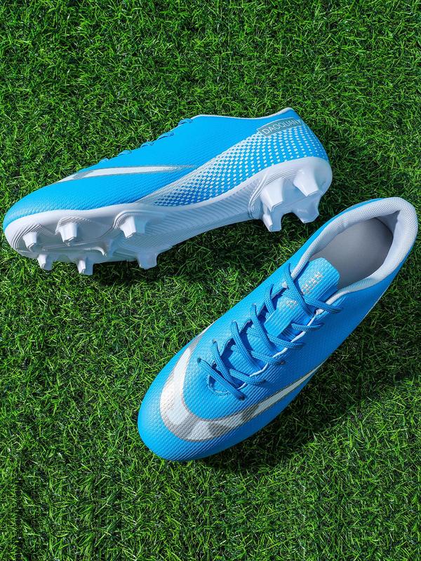 Men's Letter Print Lace Up Soccer Shoes, Sporty Breathable Comfortable High-top Football Cleats, Anti-slip Outdoor Training Turf Football Shoes