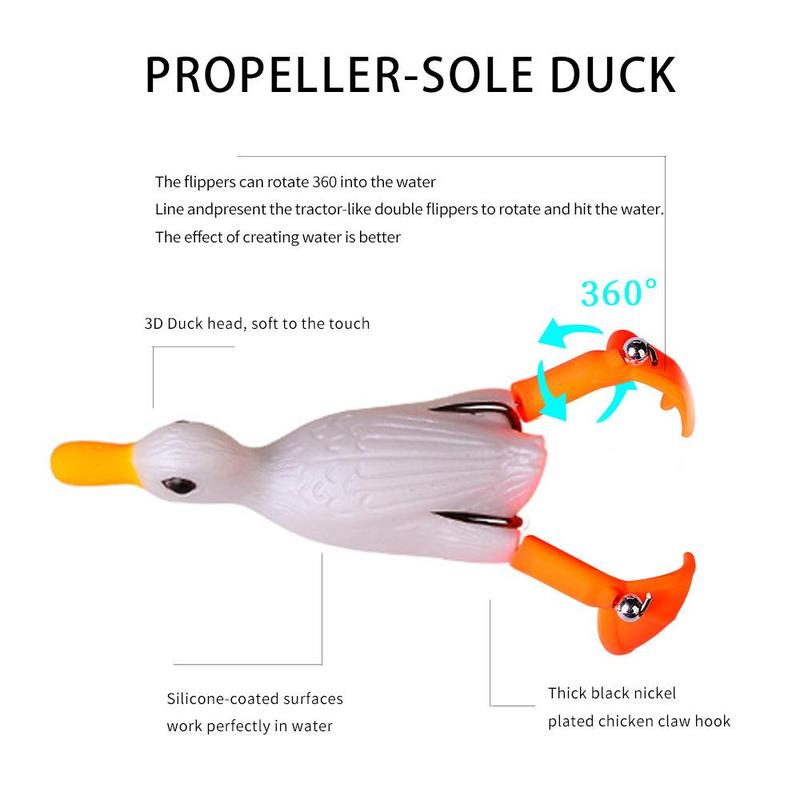 Artificial Fishing Lure, 1 Count Propeller-sole Duck Fishing Bait with Barbed Double Hook, Outdoor Fishing Accessories