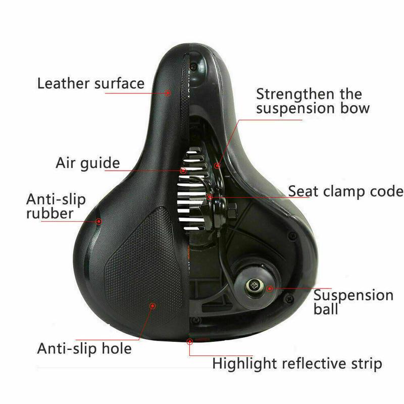 Comfort Bike Seat Wide Bicycle Saddle Replacement Foam Padded Soft Bike Cushion With Dual Shock Absorbing Universal Fit For Women Men