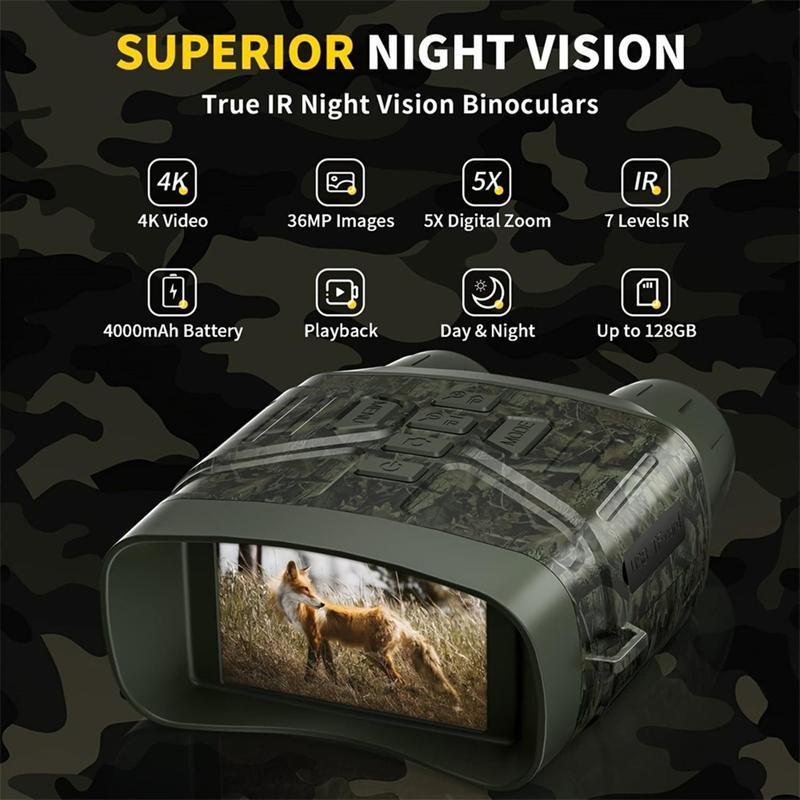 4K Night Vision Goggles for Summer, 1 PairNightVision Binoculars For Adults, CameraSecurity,Outdoor Camping 3 In 1 Large ScreenBinoculars,USB Rechargeable Lithium BatteryFieldObservation Goggles