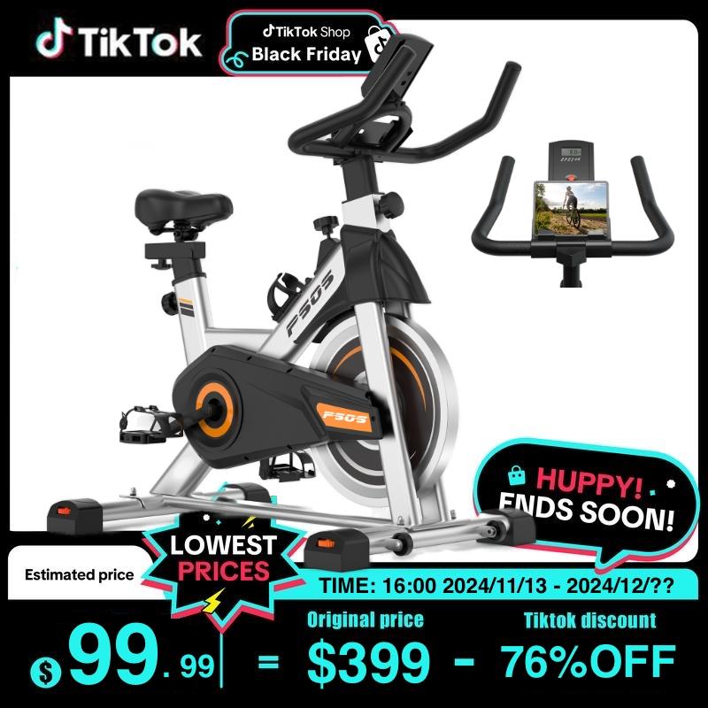 Exercise bike-indoor stationary bike, home gyms Stationary bike with drive belt, with LCD Monitor and comfortable seat cushion for Cardio Workout