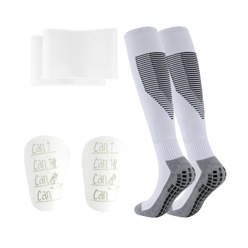 Football Socks & Shin Guard Set, 6 Counts set Non-slip Football Socks with Shin Guards & Socks Bands, Professional Football Equipment for Men & Women