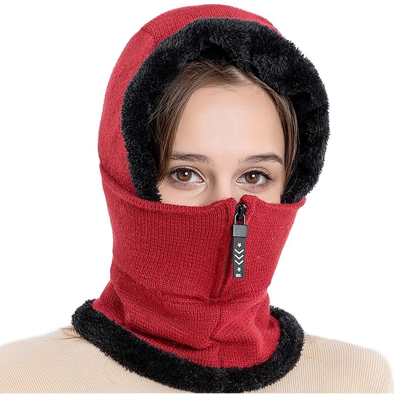 Women Balaclava Beanie Fleece Hood Cycling Ski Thermal Face Cover Hat Winter Warm Cap Scarf for Cold Weather