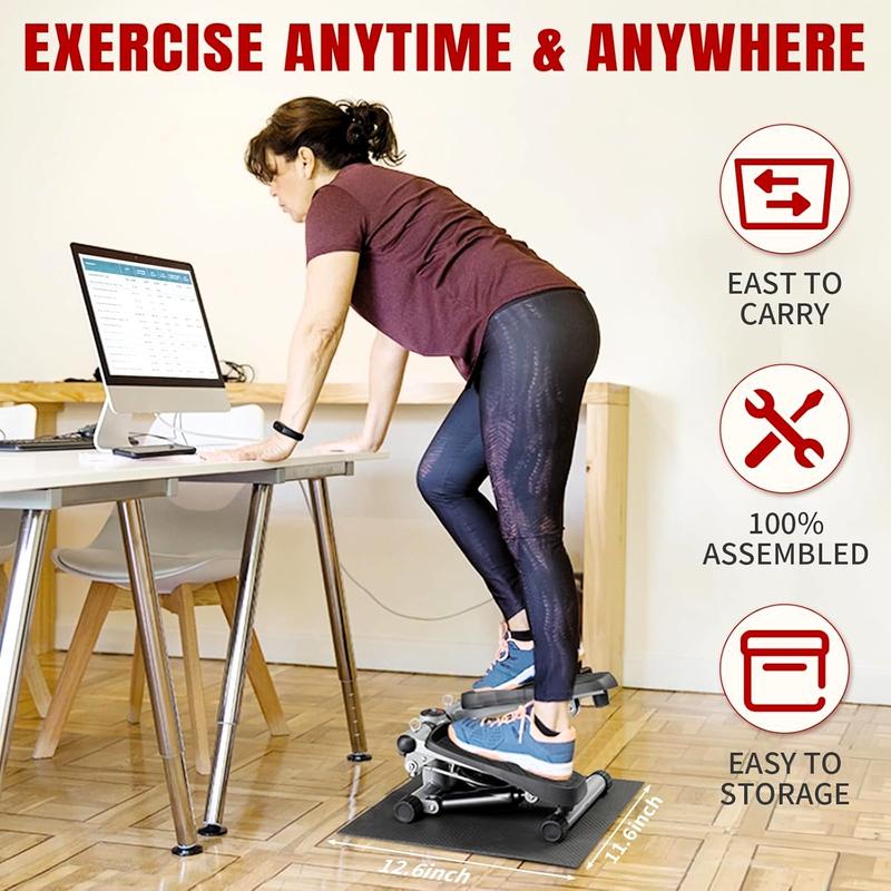 Steppers for Exercise at Home, Stair Stepper Mini Stepper with Resistance Bands, Adjustable Height, Super Quiet