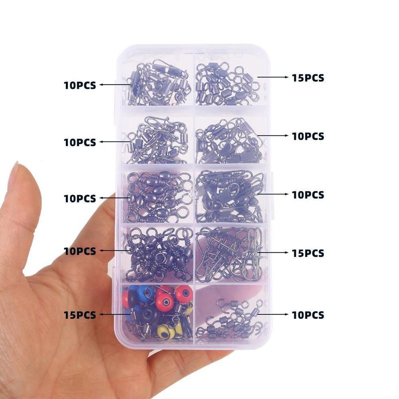 Fishing Connector Swivels, 115pcs box Fishing Swivels with Storage Box, Fishing Accessories for Outdoor Fishing, Fishing Accessories