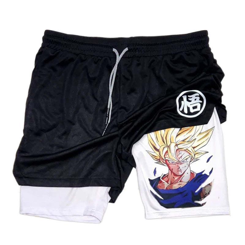 Men Shorts Anime Graphic Gym Shorts 2-in-1 Men Gym Shorts Summer Double Layer Sports Shorts with Inner Pocket Men Training Running Clothes Free shipping,Free delivery pocket cargo