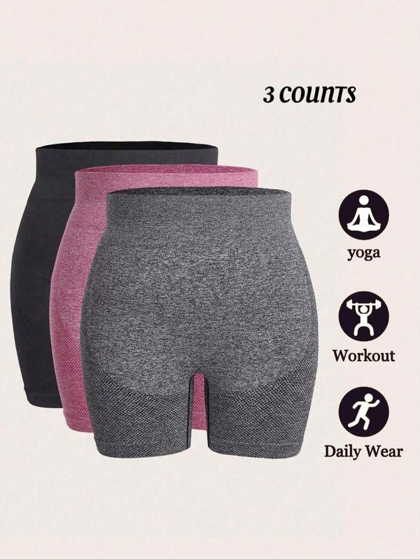 Plus Size Solid Ruched Sports Shorts, Comfy Breathable High Waist Skinny Shorts, Women's Sports Bottoms for Summer