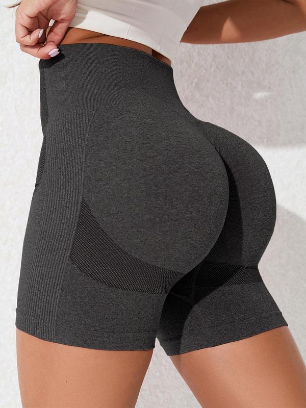 Women's Solid High Waist Athletic Sports Shorts, Tummy Control Biker Shorts, Fitness Short Leggings, Ladies Sportswear Bottoms for Fall, Back To School Gym Clothes Women, Fall Outfits, Fallfreshness 90s Clothes