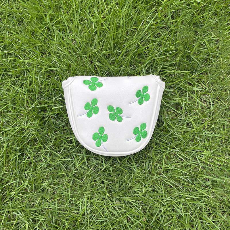 Four Leaf Clover Pattern Golf Putter Cover, Waterproof PU Leather Golf Head Cover, Golf Club Cover, Golf Accessories for Men & Women