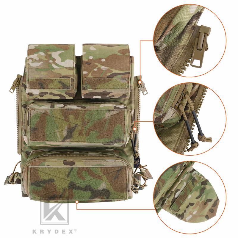 KRYDEX Tactical Modular Zip On Backpack for CPC NCPC JPC 2.0 AVS Vest Zipper Molle Back Panel