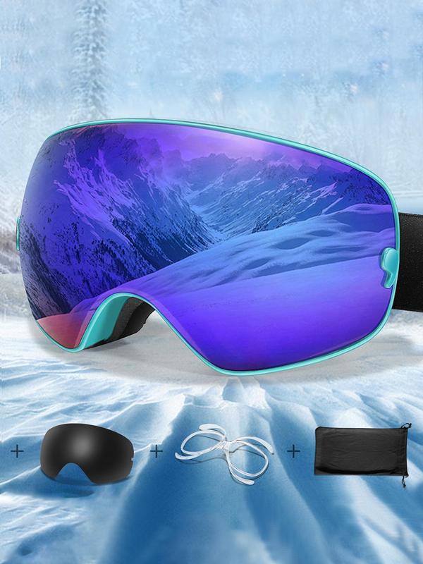 Unisex Sporty Ski Goggles, Ski Goggles with Replacement Lens, UV 400 Protective Skiing Goggles, Fashion Accessories for Outdoor Sports