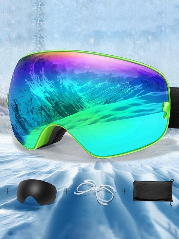 Unisex Sporty Ski Goggles, Ski Goggles with Replacement Lens, UV 400 Protective Skiing Goggles, Fashion Accessories for Outdoor Sports