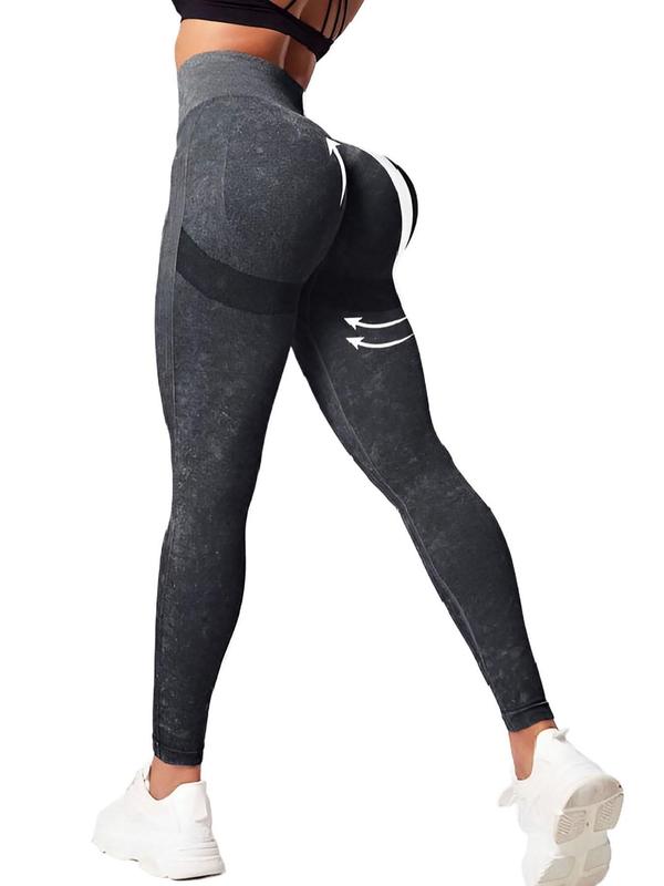 Women's Solid High Waist Sports Leggings, Sporty Comfy Breathable Skinny Pants for Yoga Gym Workout Running, Women Sport & Outdoor Clothing for Fall & Winter