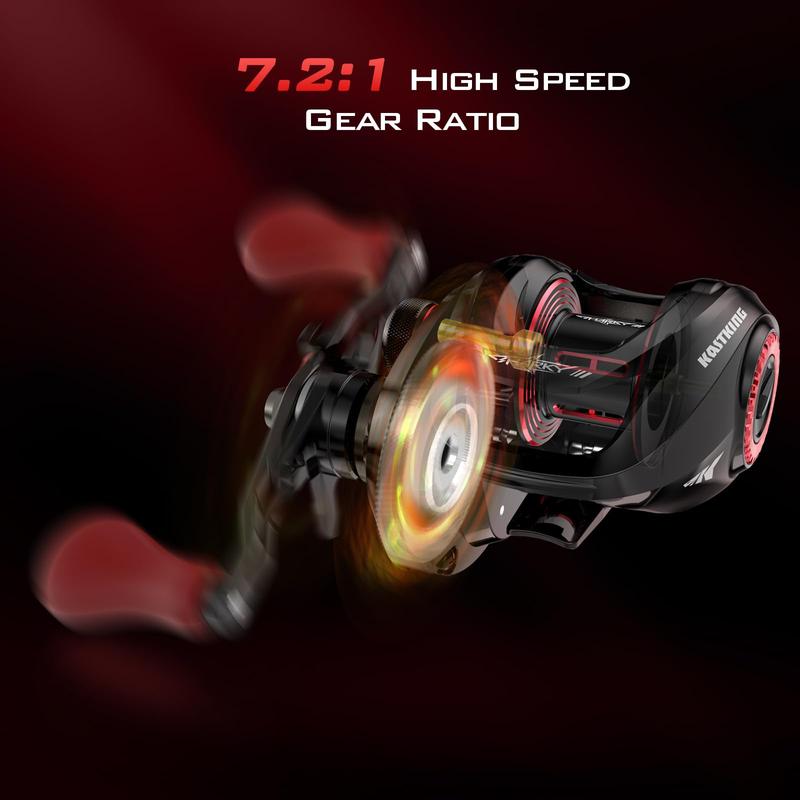 KastKing Sharky III Baitcasting Reel, Auto-Adjustable Crossfire 12 Button Magnetic Braking System Baitcaster Reel, 10+1 Double Shielded Stainless Steel Ball Bearings, 7.2:1 High-Speed Gear Ratio, LFTV Line Guide, 17.6LBs Triple Disc Carbon Fiber Drag