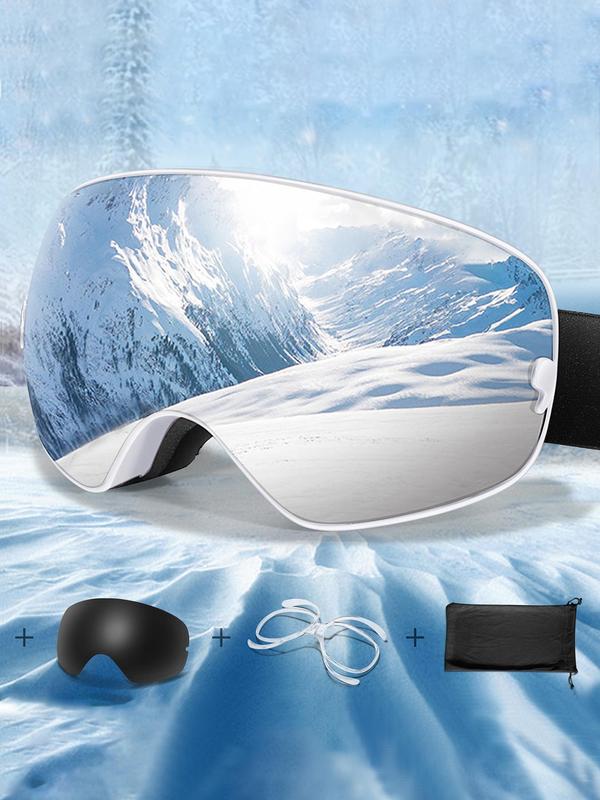 Unisex Sporty Ski Goggles, Ski Goggles with Replacement Lens, UV 400 Protective Skiing Goggles, Fashion Accessories for Outdoor Sports