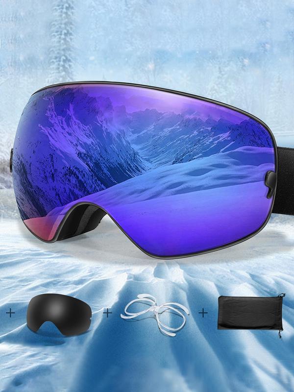 Unisex Sporty Ski Goggles, Ski Goggles with Replacement Lens, UV 400 Protective Skiing Goggles, Fashion Accessories for Outdoor Sports