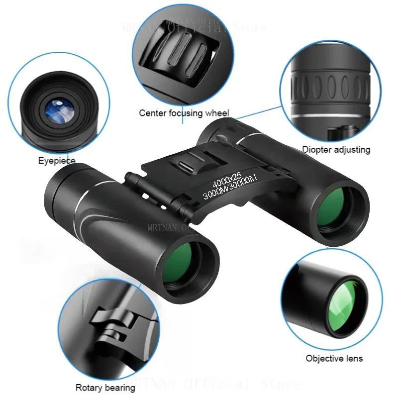 4000x25 Portable High Definition Binoculars, 3000m 30000m Binoculars, Foldable High Definition Binoculars for Outdoor Camping