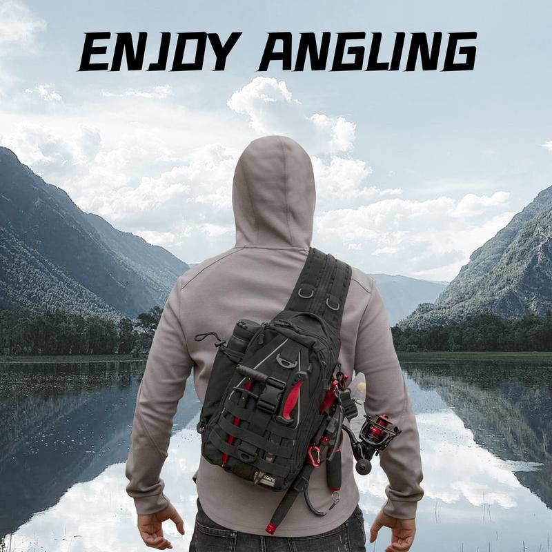 Fishing Backpack Tackle Sling Bag - Fishing Backpack with Rod Holder - Tackle Box Fly Fishing Gifts for Men Women