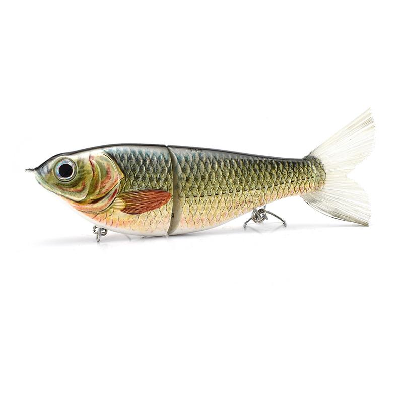 Durable 2-Section  Fishing Lures Lifelike White Swimbait 1PCS Big Belly  Glide Bait with Fur Tail  Fishing Tackle Artificial Hard Baits 6.69in 2.47oz