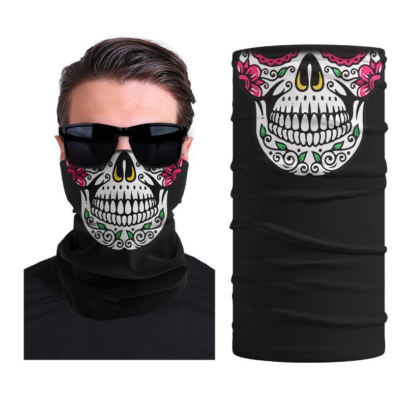 Skull Print Sports Seamless Tube Bandana, 1 Count Breathable Wind-resistant Neck Gaiter, Comfortable Face Scarf, Sporty Face Cover for Men & Women, Sports & Outdoor Accessories, Gym Accessories