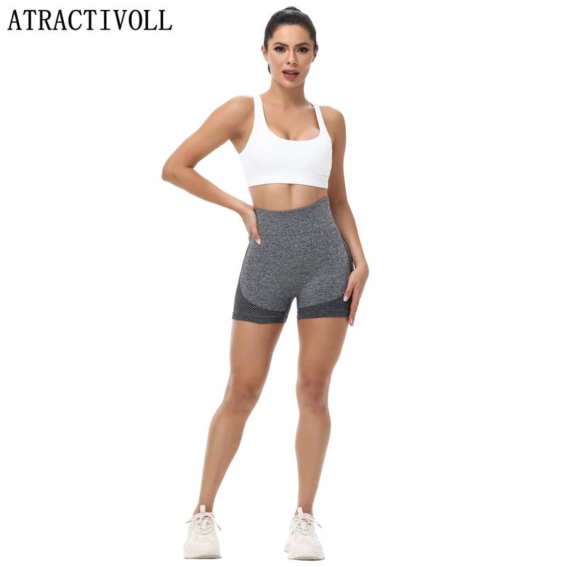 ATRACTIVOLL  1 2PCS Women's Summer Stretch Shorts,Quick Drying and Sweat Wicking Sweatpants  Breathable Outdoor Running Indoor Plus Size Yoga Pants, womens  shorts high waist skinny short