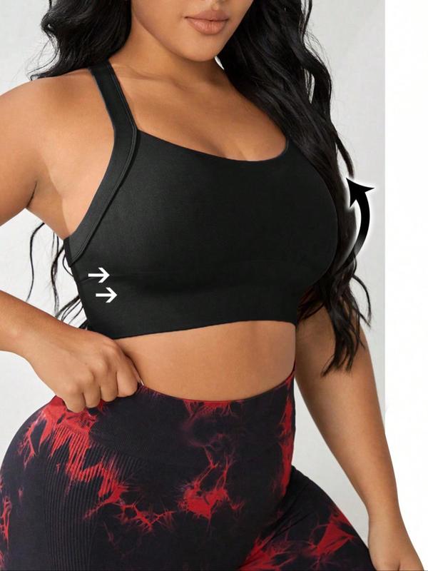 [Plus Size] Solid Criss Cross Sports Bra, Breathable Hook and Eye High Stretch Sports Bra for Yoga Gym Workout, Sports Bra for Women, Pickleball & Tennis Clothes gym workout plus size gym workout plus size gym workout plus size gym workout plus size