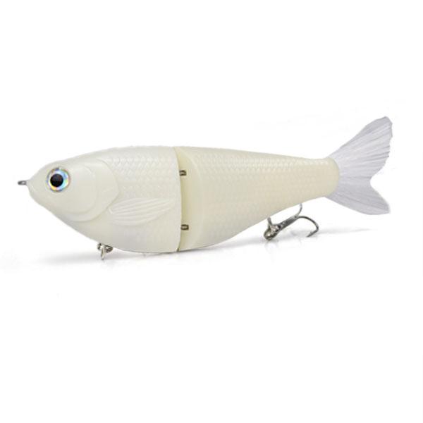 Durable 2-Section  Fishing Lures Lifelike White Swimbait 1PCS Big Belly  Glide Bait with Fur Tail  Fishing Tackle Artificial Hard Baits 6.69in 2.47oz