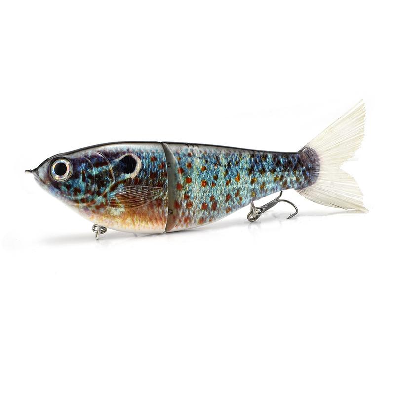 Durable 2-Section  Fishing Lures Lifelike White Swimbait 1PCS Big Belly  Glide Bait with Fur Tail  Fishing Tackle Artificial Hard Baits 6.69in 2.47oz