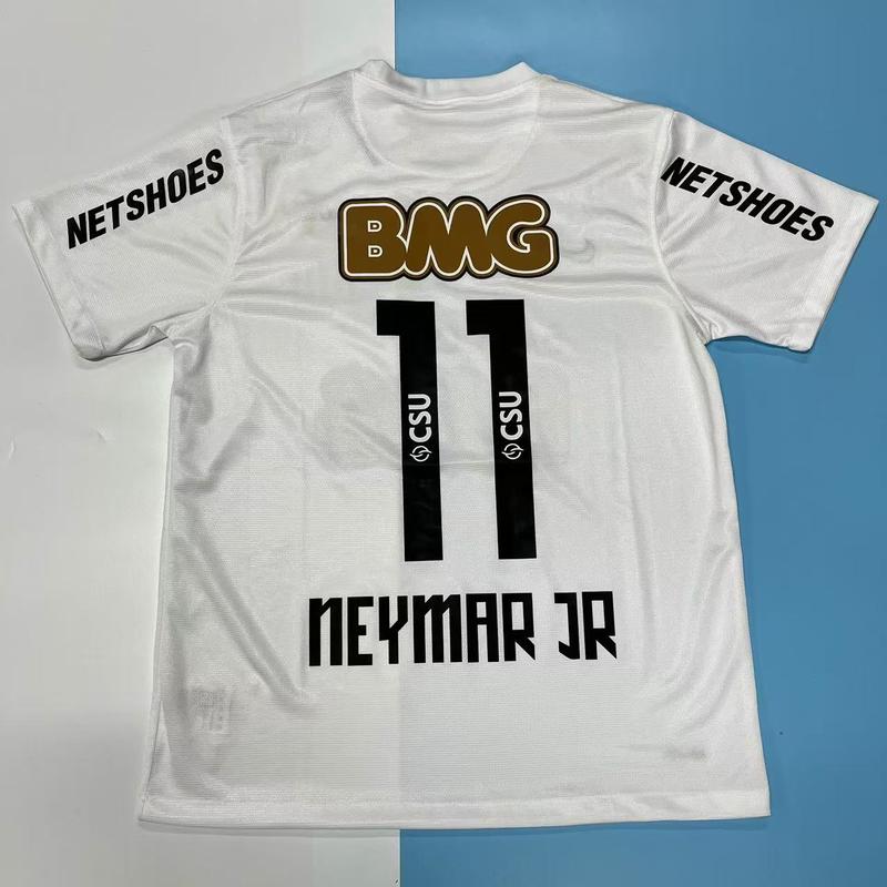 11 12 FC Home Short Sleeve Jersey NO.11Neymar Retro Soccer Jersey White FansVersion